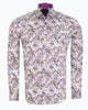 White Leaf Print Shirt with Matching Handkerchief-Makrom