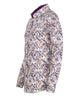 White Leaf Print Shirt with Matching Handkerchief-Makrom