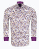 White Leaf Print Shirt with Matching Handkerchief-Makrom