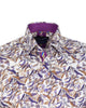 White Leaf Print Shirt with Matching Handkerchief-Makrom