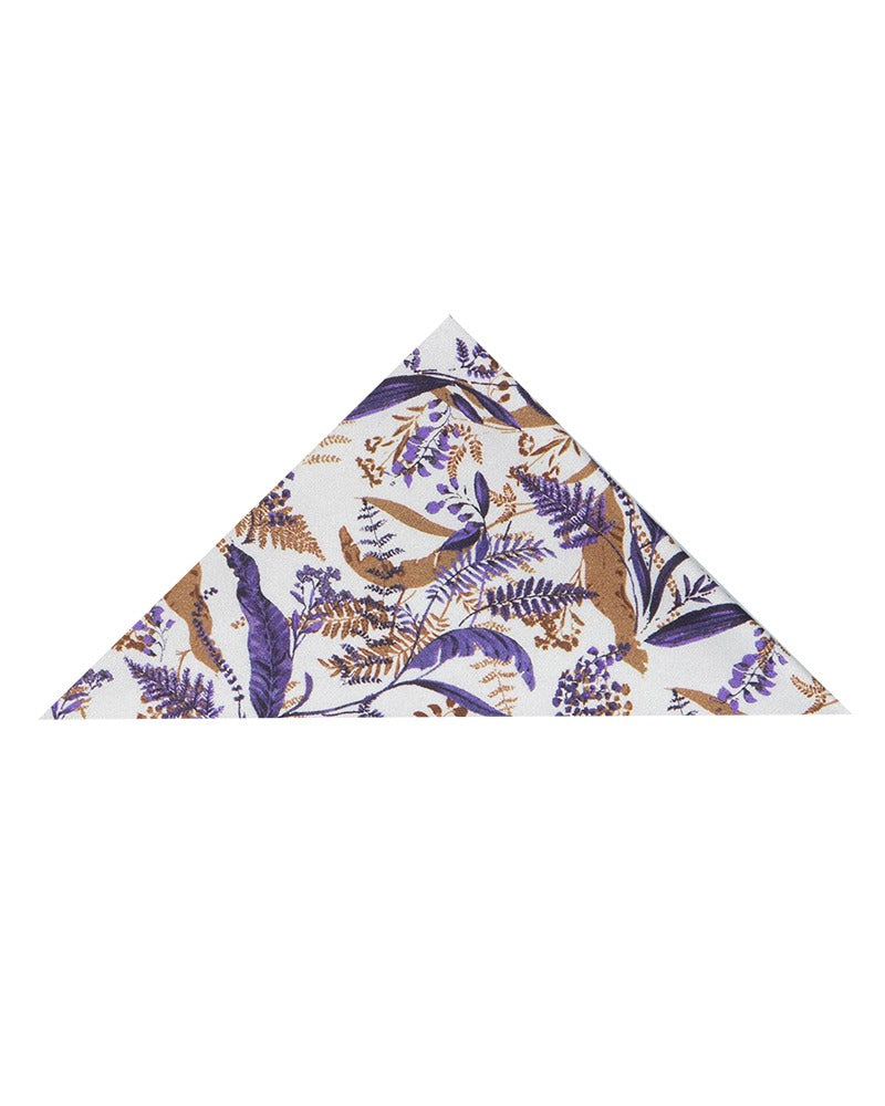White Leaf Print Shirt with Matching Handkerchief-Makrom