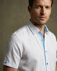 White Linen Plain Short Sleeve Shirt