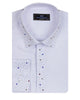 Men's White Long Sleeved Shirt with Multi-Coloured Rhinestone Details