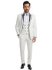 White Men's 4 Piece Wedding Suit Contrasting Lapel-Makrom