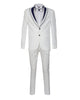 White Men's 4 Piece Wedding Suit Contrasting Lapel-Makrom