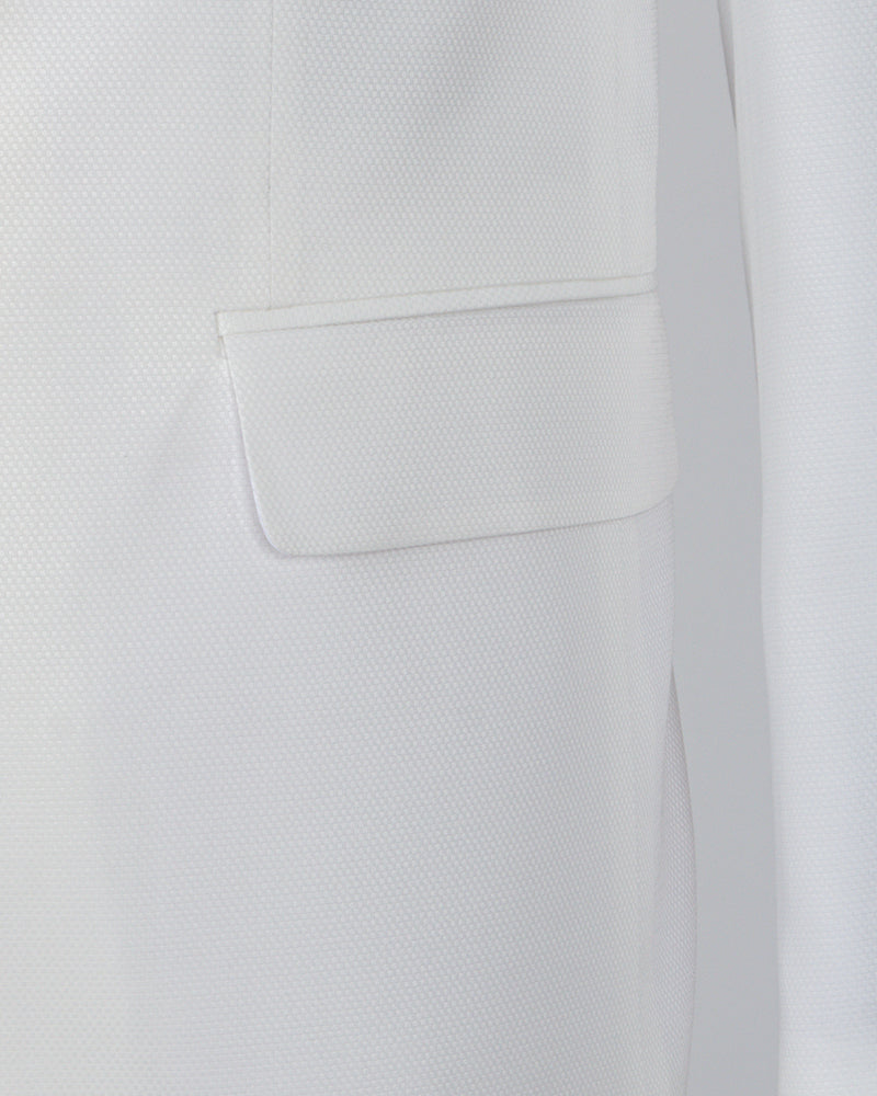 White Men's 4 Piece Wedding Suit Contrasting Lapel-Makrom
