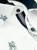 White Musical Print Long Sleeve Shirt-Makrom