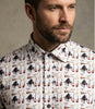 White Orchestra Instrument Print Shirt with Matching Handkerchief
