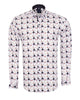 White Orchestra Instrument Print Shirt with Matching Handkerchief-Makrom