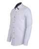 White shirt with brown buttons on a white background
