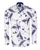 White Paisley Print Long Sleeve Shirt-Makrom