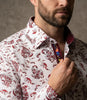 White Paisley Print Shirt with Matching Handkerchief
