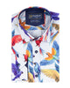 White Parrot Print Shirt with Matching Handkerchief-Makrom