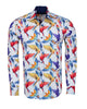 White Parrot Print Shirt with Matching Handkerchief-Makrom