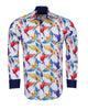 White Parrot Print Shirt with Matching Handkerchief-Makrom