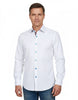 White Plain Contrast Stripe Collar and Cuffs Long Sleeve Shirt-Makrom