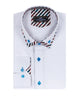 White Plain Contrast Stripe Collar and Cuffs Long Sleeve Shirt-Makrom