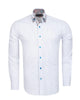 White Plain Contrast Stripe Collar and Cuffs Long Sleeve Shirt-Makrom