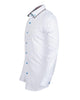 White Plain Contrast Stripe Collar and Cuffs Long Sleeve Shirt-Makrom