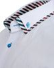White Plain Contrast Stripe Collar and Cuffs Long Sleeve Shirt-Makrom