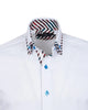 White Plain Contrast Stripe Collar and Cuffs Long Sleeve Shirt-Makrom