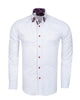 White Plain Double Collar Shirt with Playing Card Design Trim-Makrom