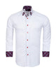 White Plain Double Collar Shirt with Playing Card Design Trim-Makrom