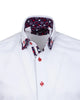 White Plain Double Collar Shirt with Playing Card Design Trim-Makrom