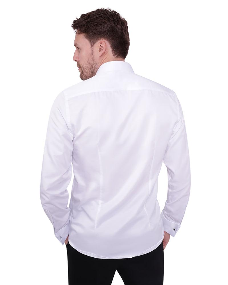 White Plain Double Cuff Shirt-Makrom
