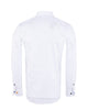 White Plain Panel Colourful Print Collar Tip Pure Cotton Shirt-Makrom