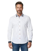 White Plain Panel Shirt with Dot Print Collar & Cuffs-Makrom