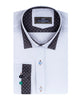 White Plain Panel Shirt with Dot Print Collar & Cuffs-Makrom