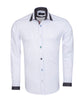 White Plain Panel Shirt with Dot Print Collar & Cuffs-Makrom