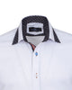 White Plain Panel Shirt with Dot Print Collar & Cuffs-Makrom