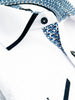 White Plain Panel Shirt with Floral Insert & Collar Tip Design-Makrom