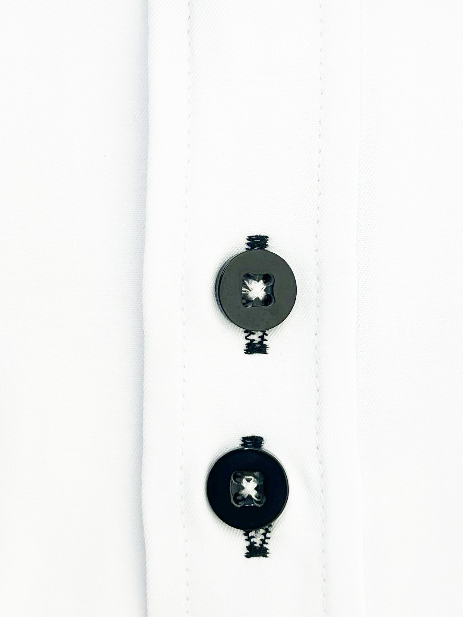 White Plain Panel Shirt with Floral Insert & Collar Tip Design-Makrom