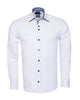 White Plain Panel Shirt with Floral Insert & Collar Tip Design-Makrom
