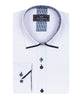 White Plain Panel Shirt with Floral Insert & Collar Tip Design-Makrom
