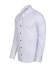 White Plain Panel Shirt with Red Dot Print Collar & Cuffs-Makrom