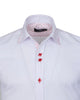 White Plain Panel Shirt with Red Dot Print Collar & Cuffs-Makrom