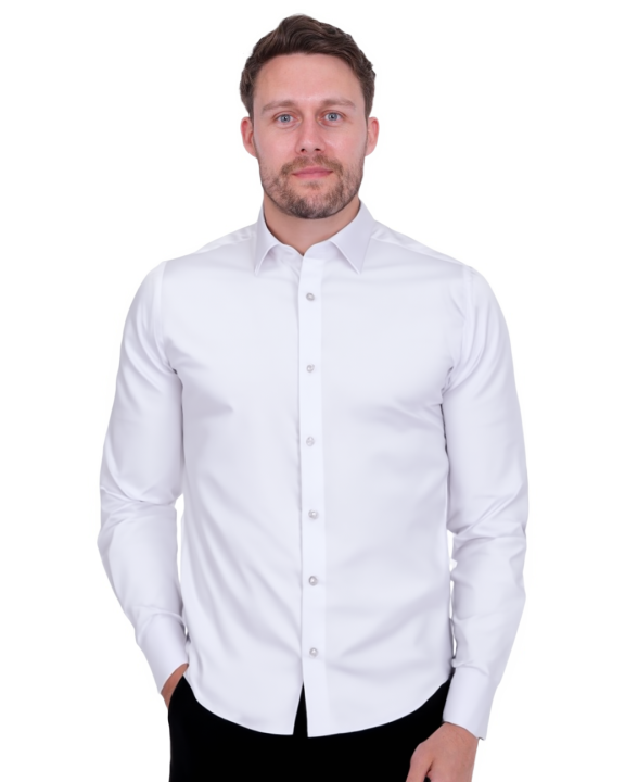 White Plain Pure Cotton Men's Shirt-Makrom