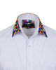 White Plain Shirt with Multicoloured Trim-Makrom