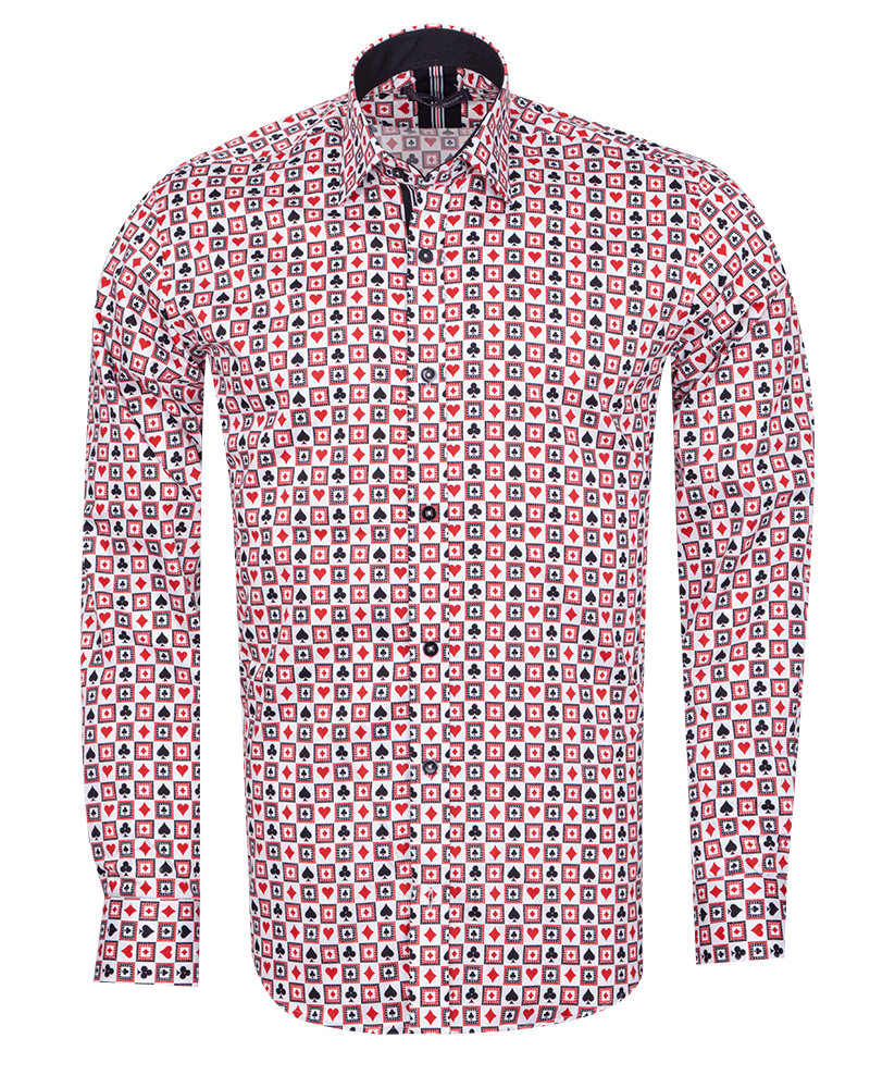 White Playing Card Symbols Print with Matching Handkerchief-Makrom
