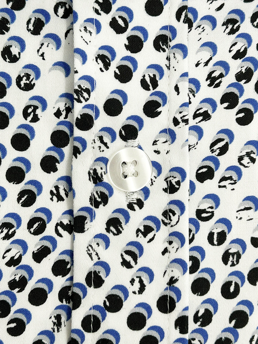 White Polka Dot Print Shirt with Matching Handkerchief-Makrom