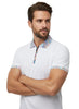 White Polo T-Shirt With Paisley Collar-Makrom