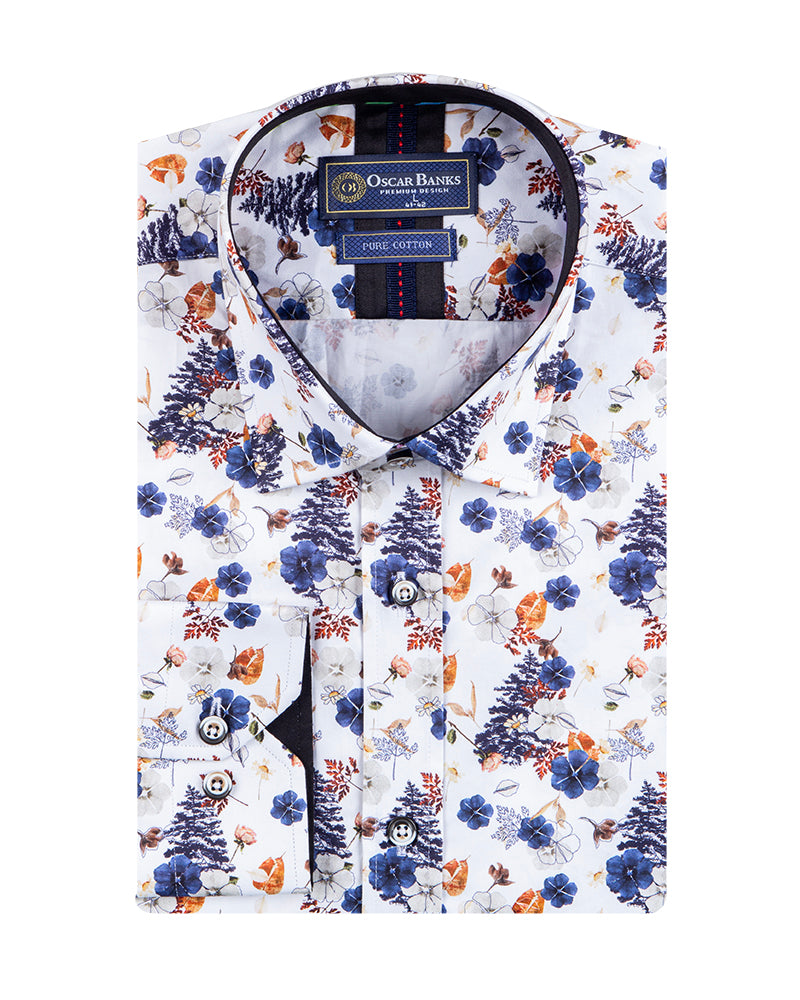 White Poppy Print with Matching Handkerchief-Makrom