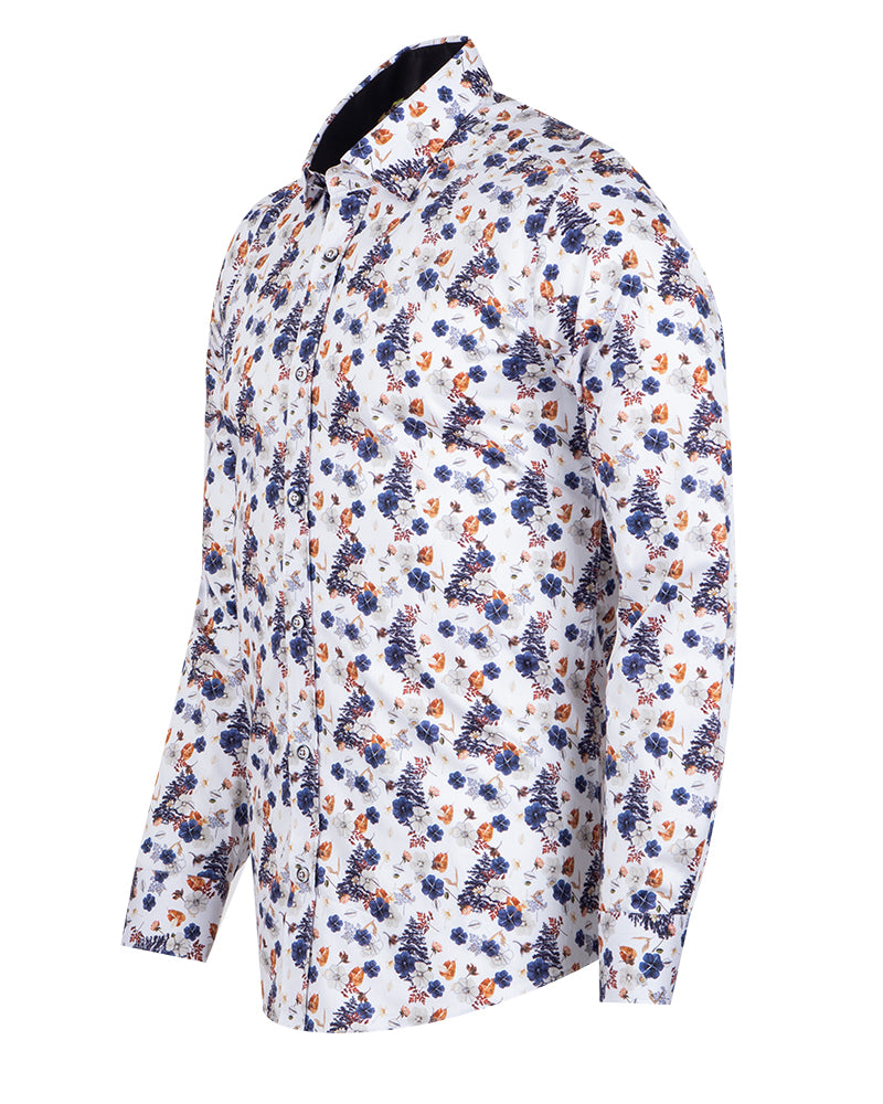 White Poppy Print with Matching Handkerchief-Makrom