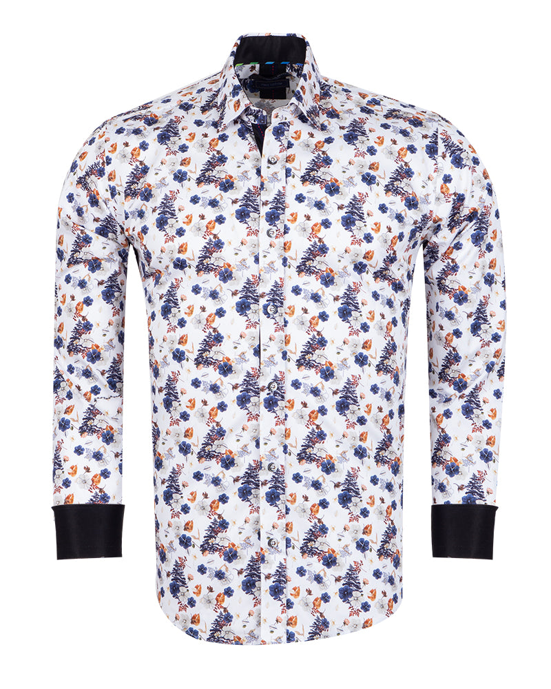 White Poppy Print with Matching Handkerchief-Makrom