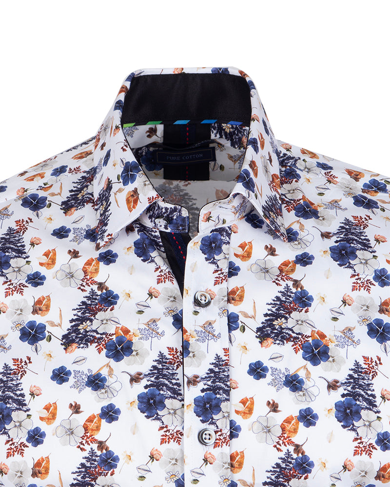White Poppy Print with Matching Handkerchief-Makrom