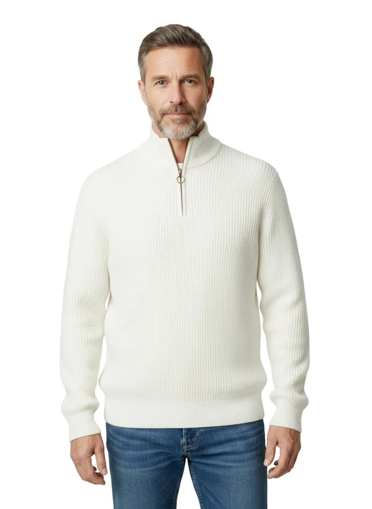 White Roll Neck Men`s Jumper-Makrom